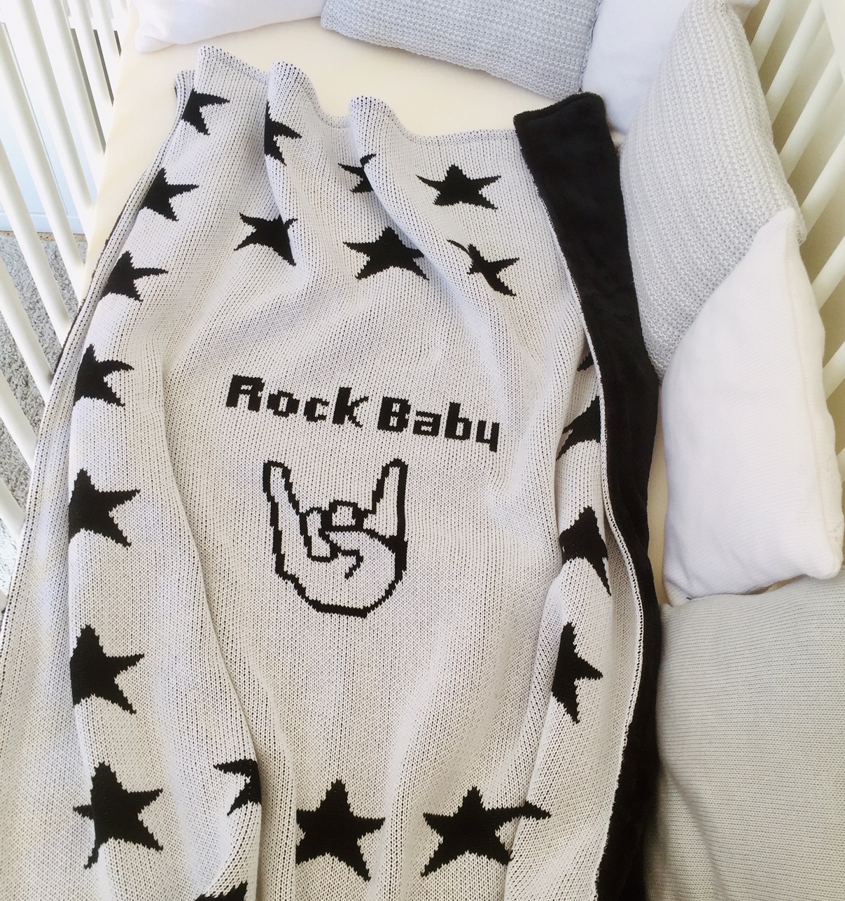 Detská deka, Rock Baby, OEKO-TEX®, bielo - čierna