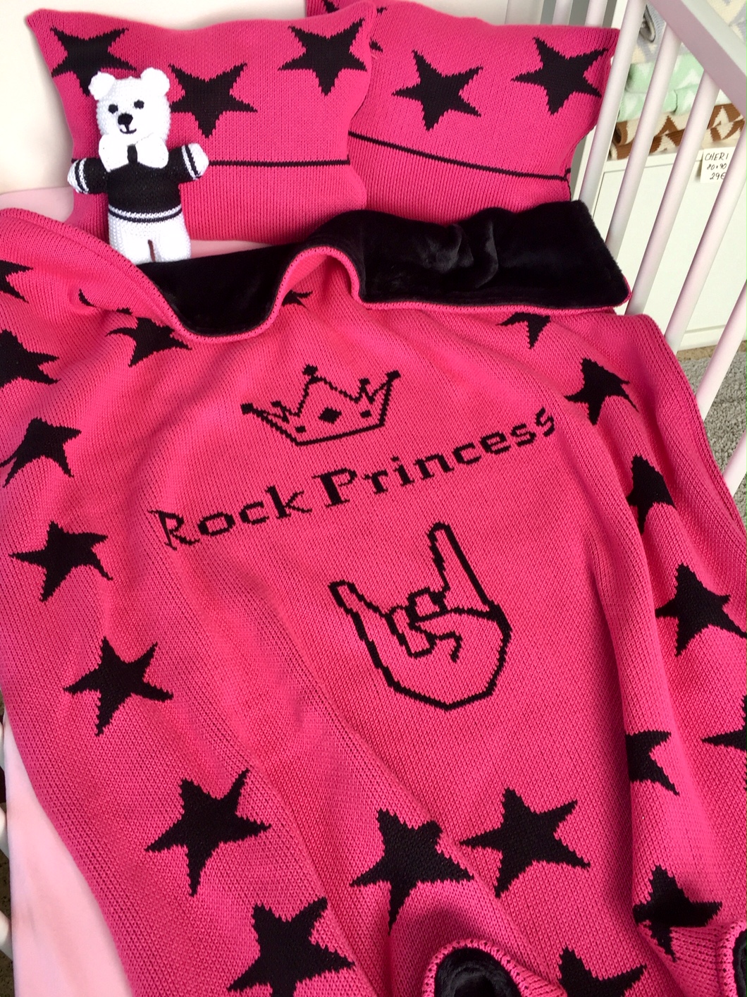 Detská deka, Rock Princess, OEKO-TEX®, cyklamenovo - čierna